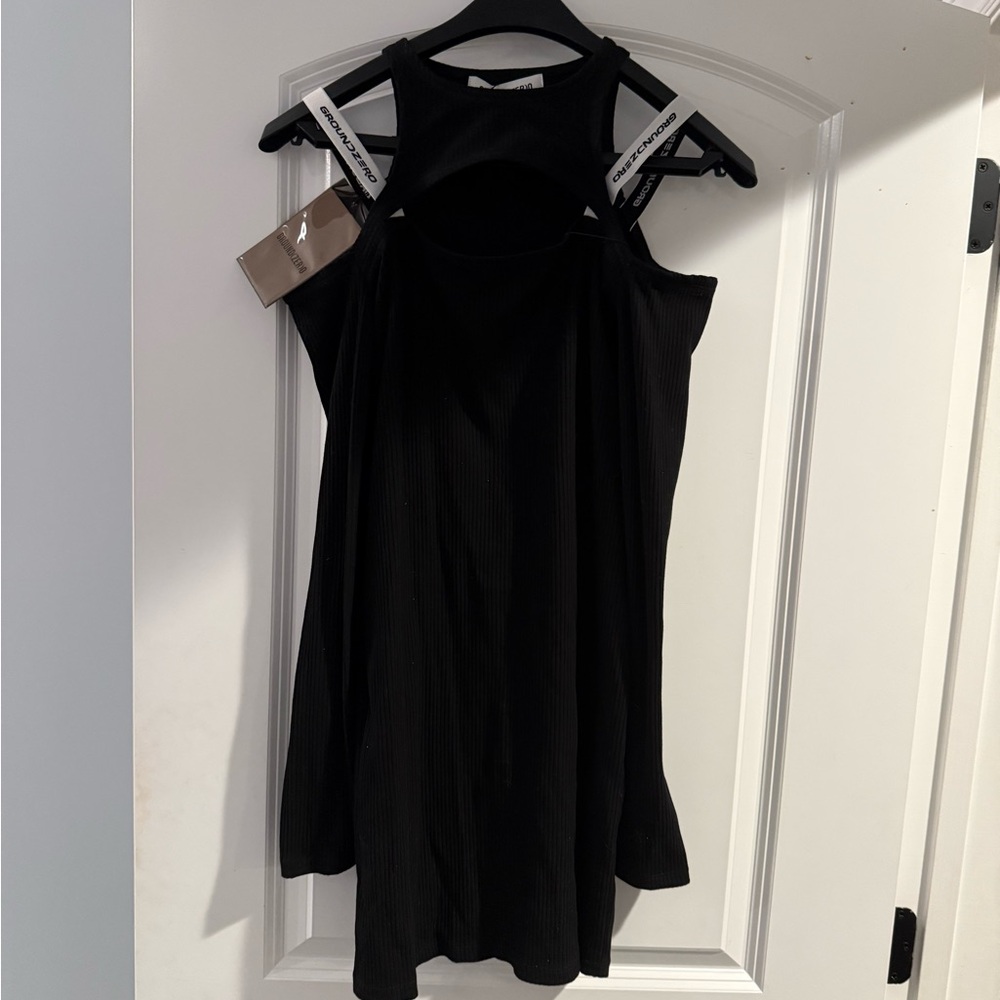 Ground Zero Black Ribbed Dress New Sz L